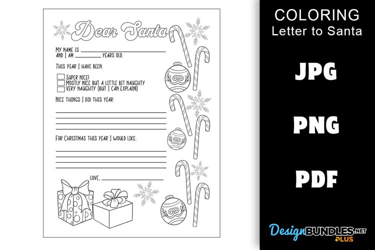 Letter to santa claus coloring page