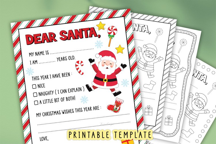 Letter to santa printable and coloring pages santa letter