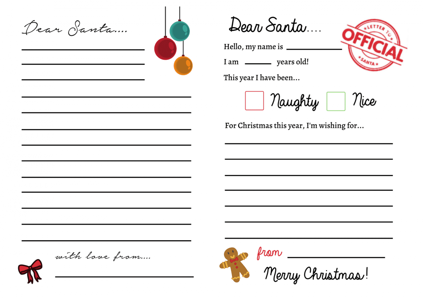 Letters to santa templates free printables