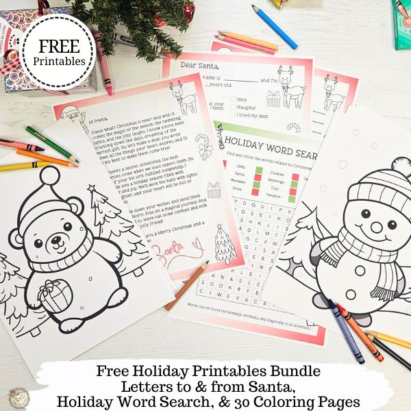 Free holiday printables bundle