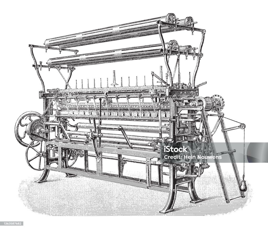 Old knitting loom vintage engraved illustration stock illustration