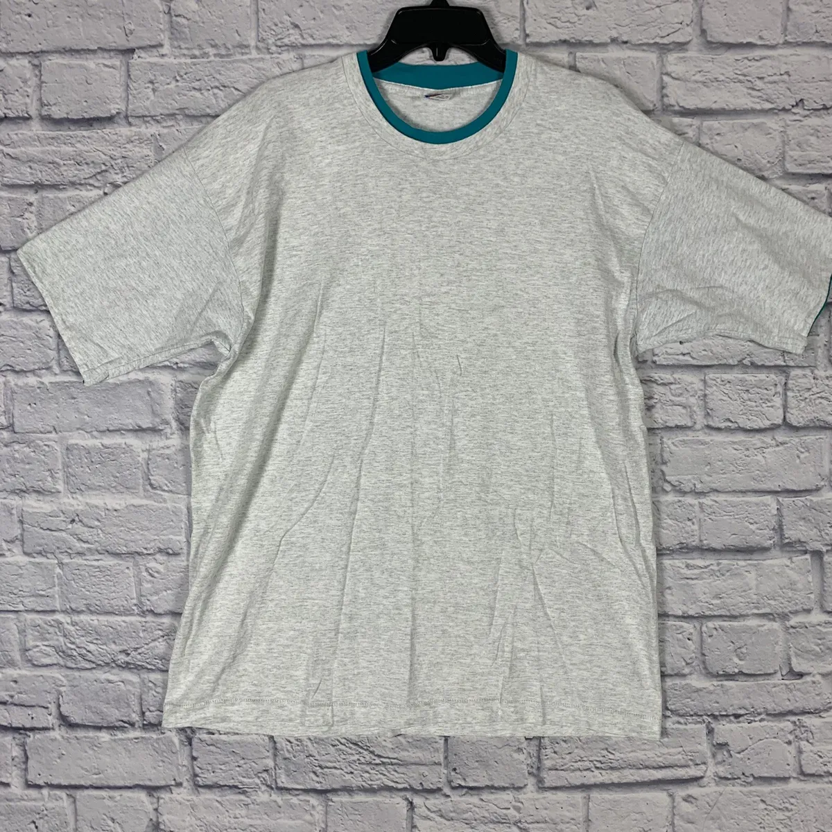 Vintage s fruit of the loom blank t shirt mens xl gray green single stitch