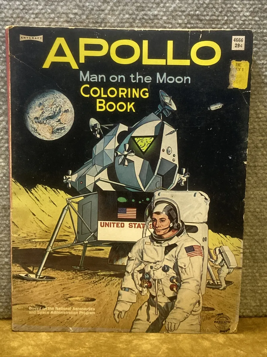 Apollo man on the moon coloring bookw fun factsvintage used