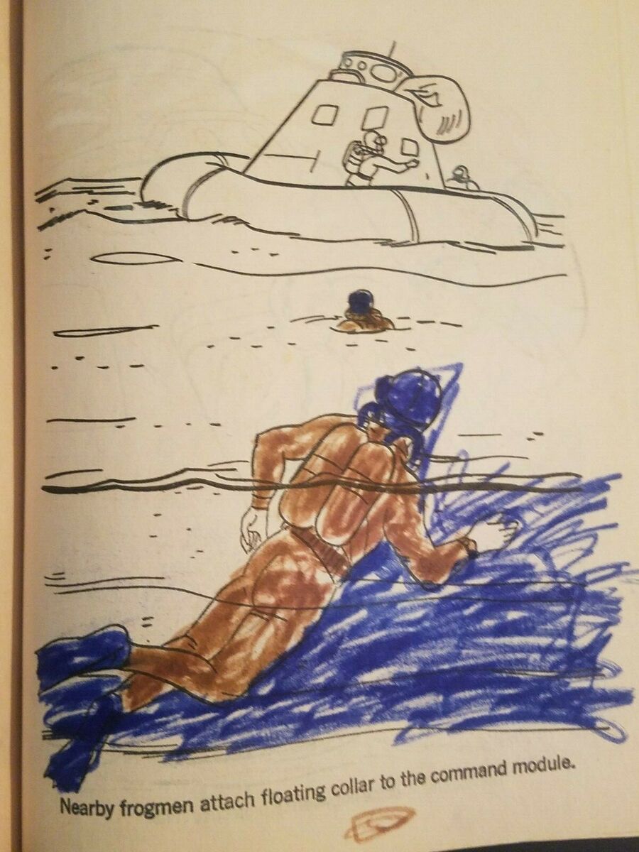 Vintage apollo man on the moon coloring book