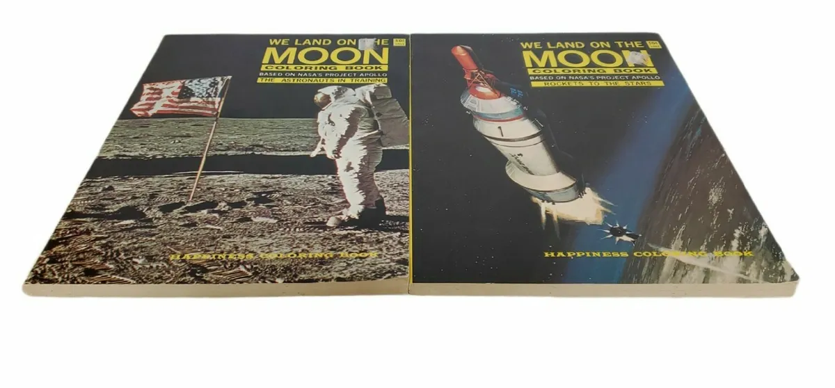 Apollo man on the moon coloring book nasa asteronauts in traning rocket vtg