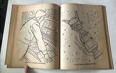 Vintage apollo coloring book man on the moon astronauts usa space saalfield used