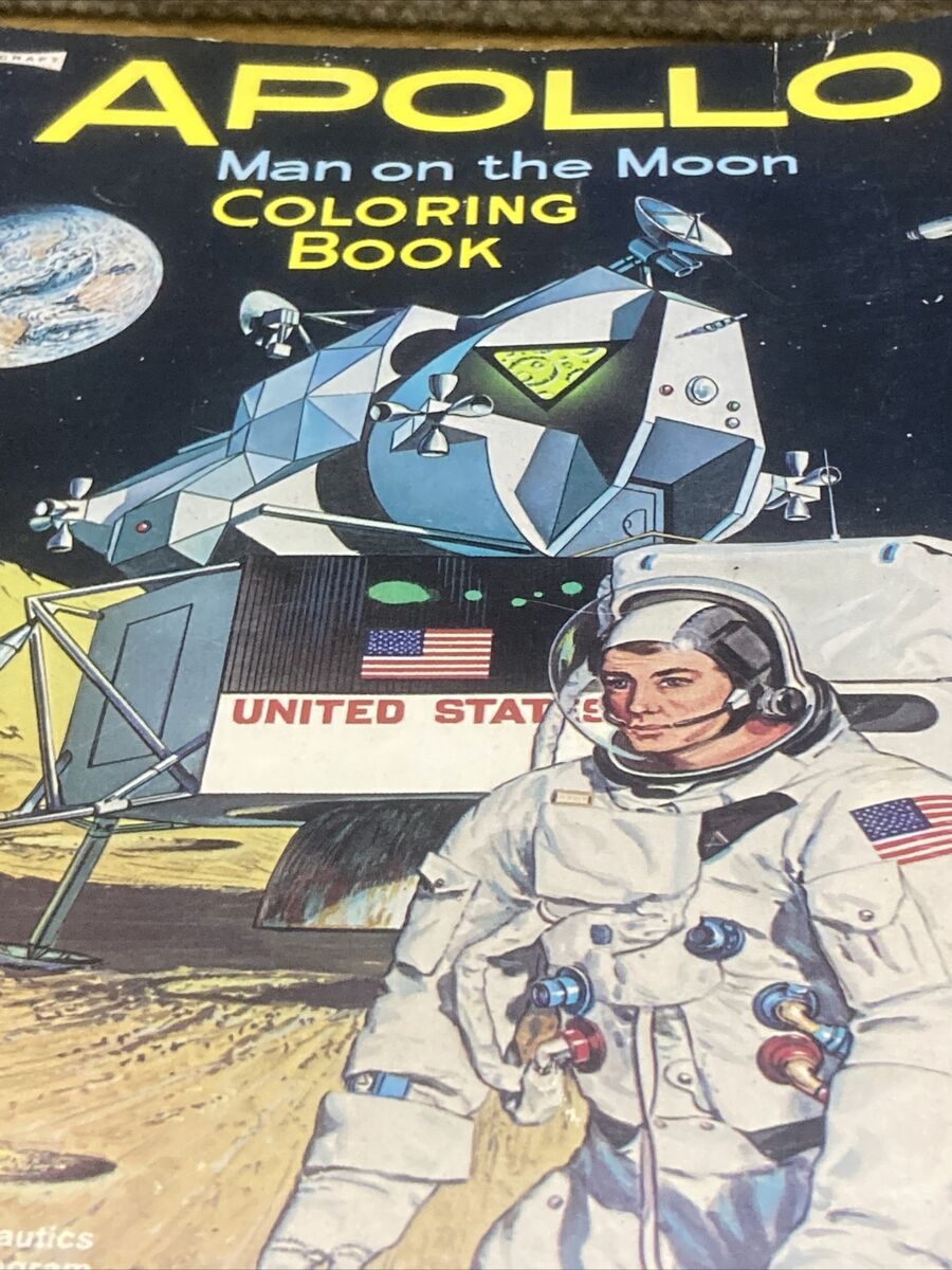 Apollo man on the moon coloring bookw fun factsvintage used