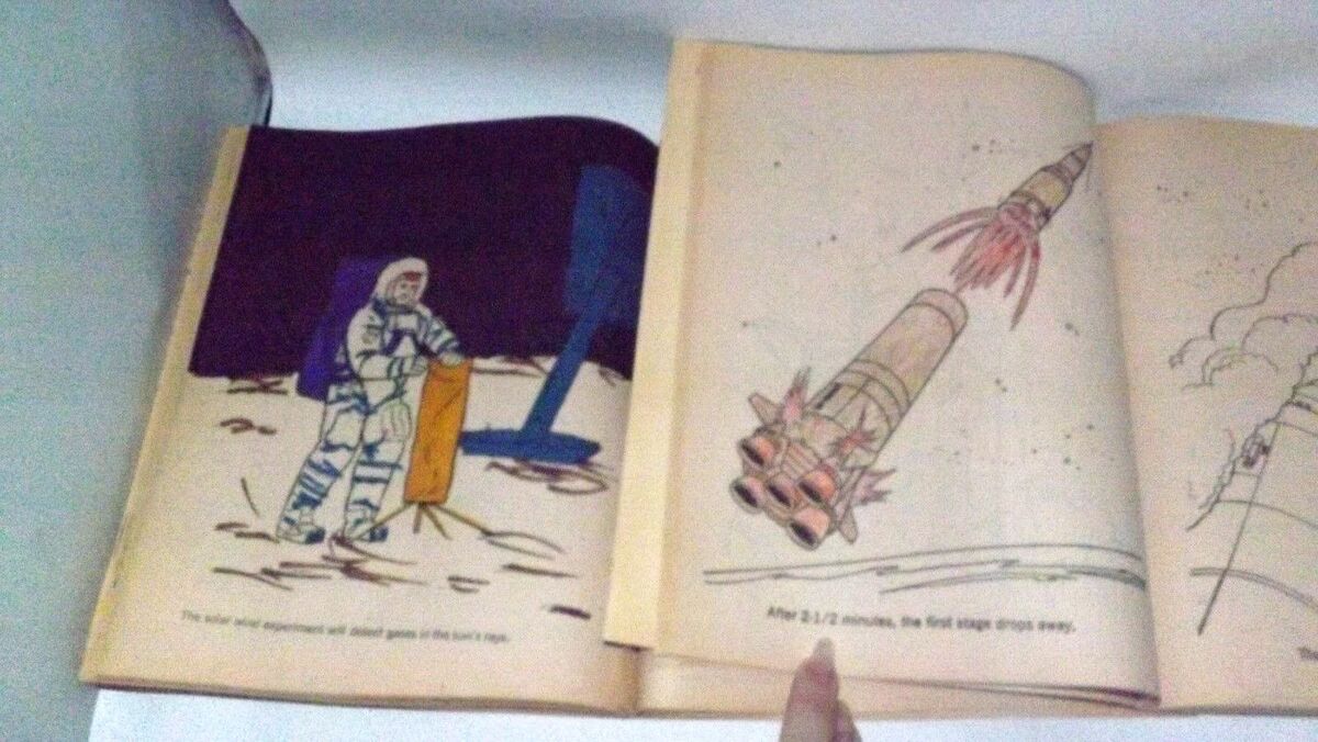 Vintage apollo man on the moon coloring books