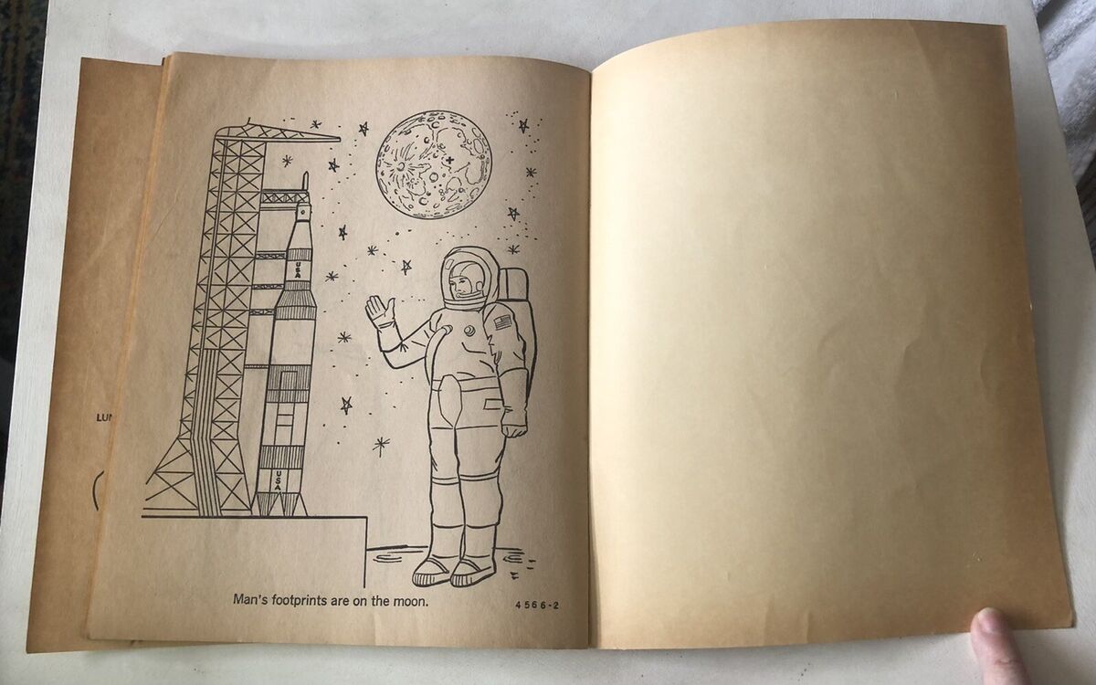 Vintage apollo coloring book man on the moon astronauts usa space saalfield used