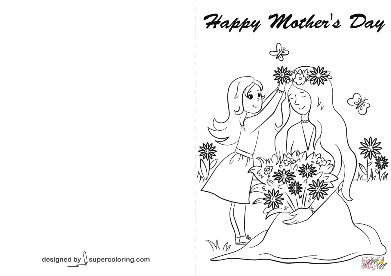 Happy mothers day card coloring page free printable coloring pages