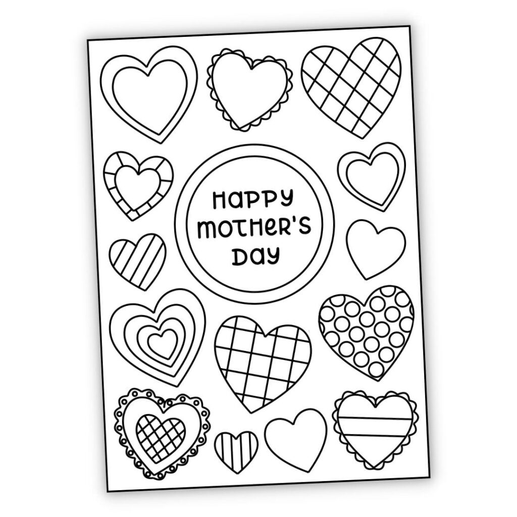 Free printable mothers day card to colour