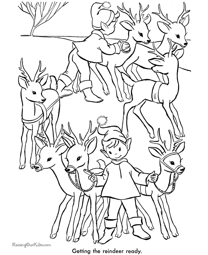 Printable reindeer christmas coloring pages