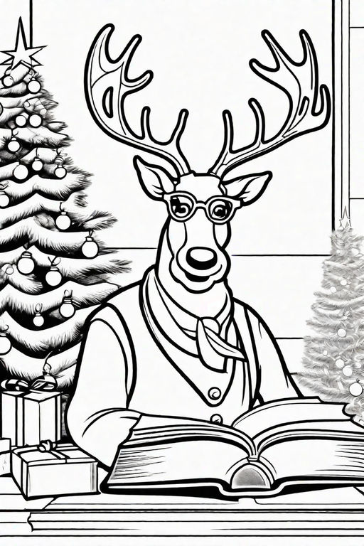 Christmas reindeer coloring sheet