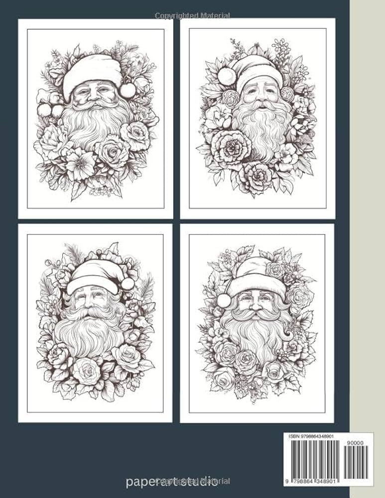 Vintage santa coloring book for adults a vintage coloring book featuring retro old time christmas santa claus designs studio paperart books