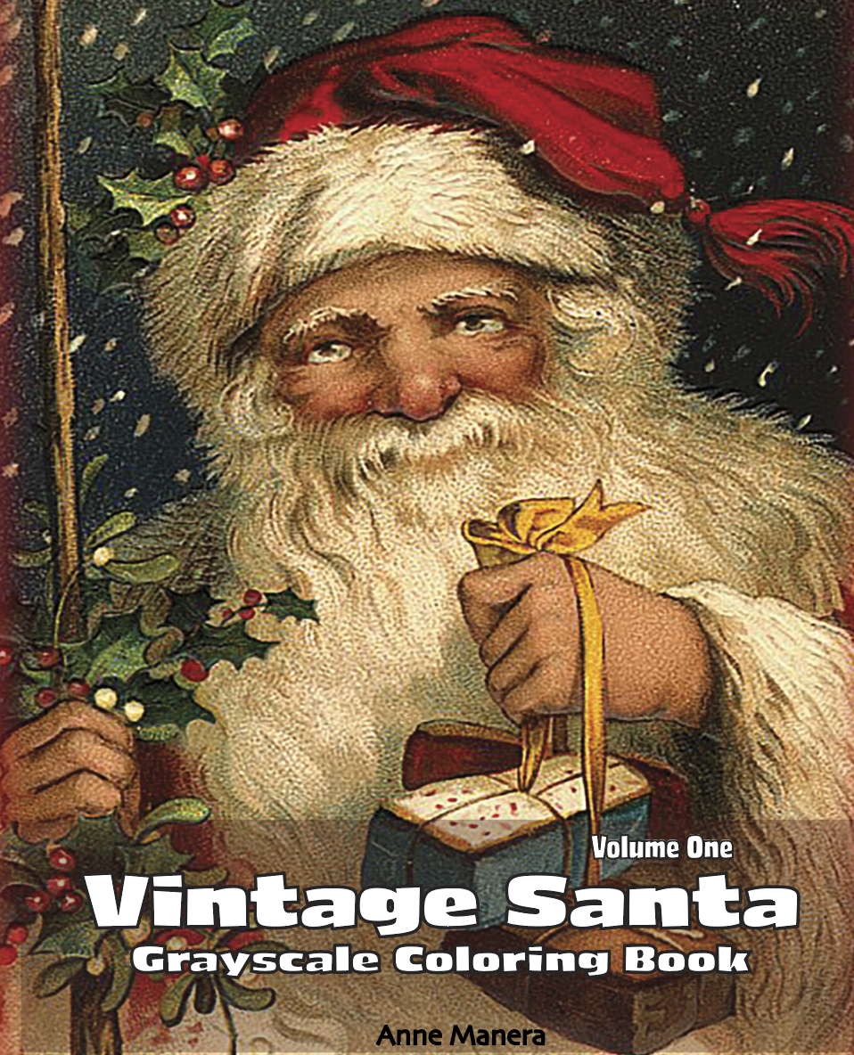 Vintage santa grayscale photo coloring book volume by anne manera