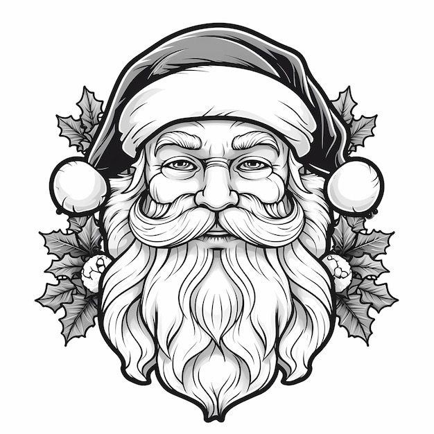 Premium ai image vintage santa retro face coloring page for nostalgic fun