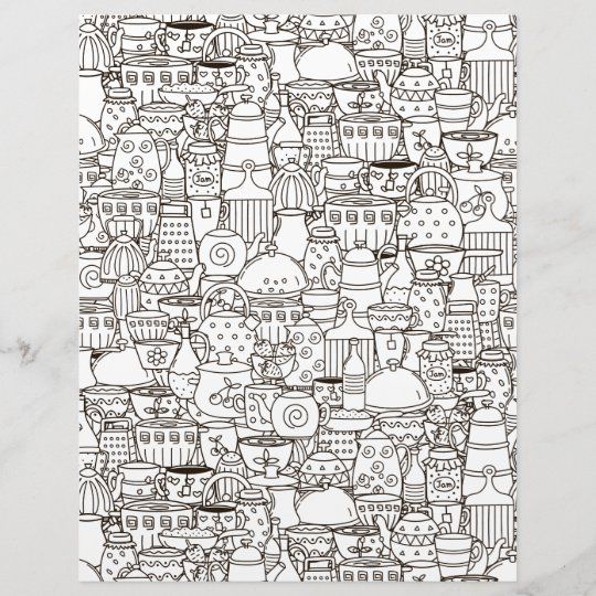 Coloring page teapots coffee cups scrapbook paper zazzle scrapbook paper coloring pages scrapbook supplies