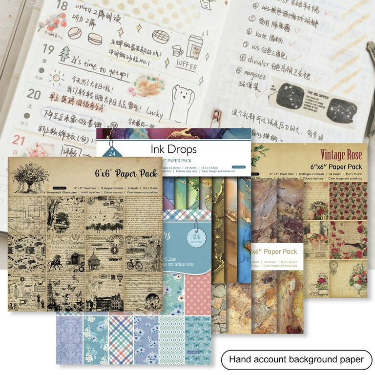 Hesroicy pcsset scrapbook paper diy retro vintage flower print design background paper for greeting cards