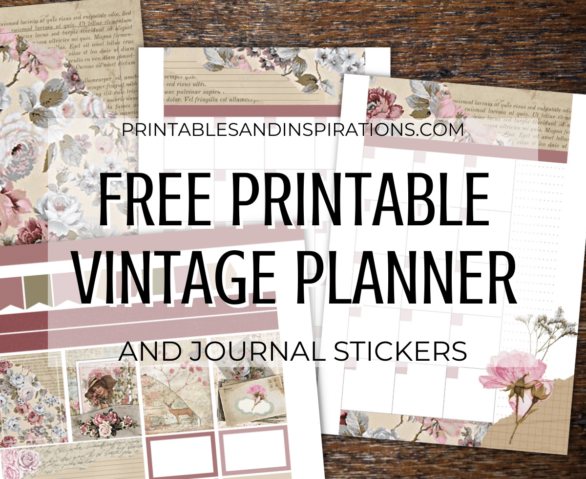 Free printable vintage planner journal stickers