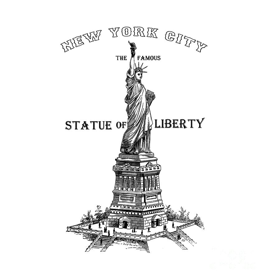 Statue of liberty art statue of liberty drawing vintage print drawing by david millenheft