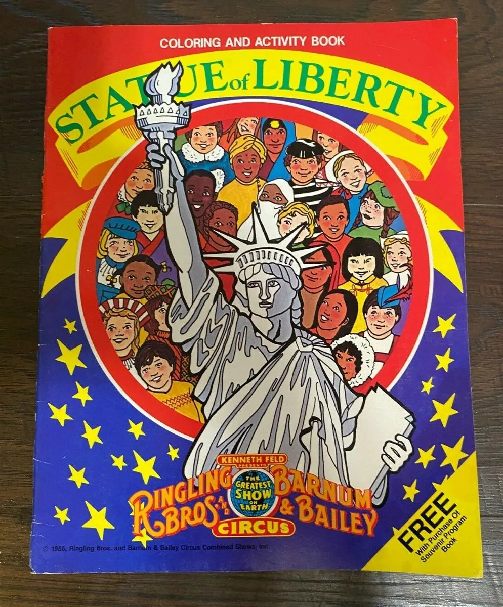 Vintage ringling bros and barnum bailey circus statue of liberty coloring book