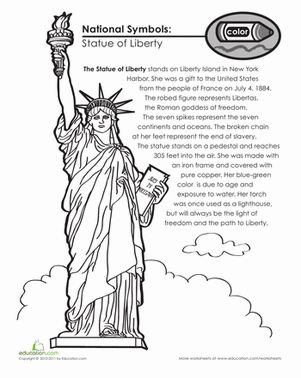 National symbols the statue of liberty worksheet education national symbols american symbols homeschool social studies