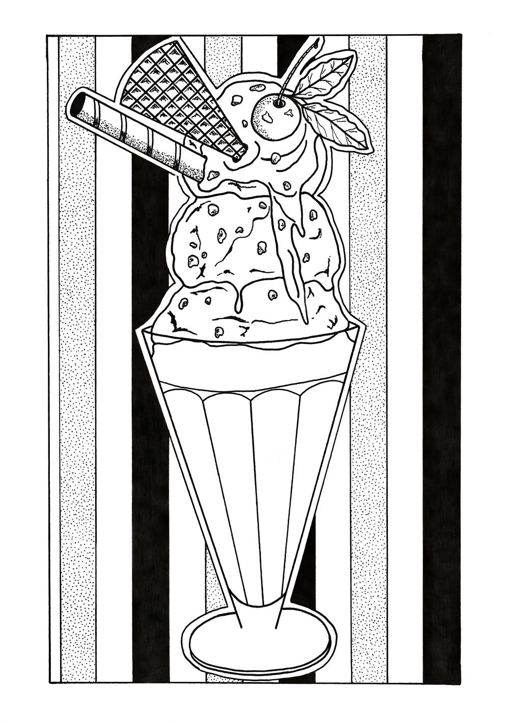 Ice cream parlor adult coloring page