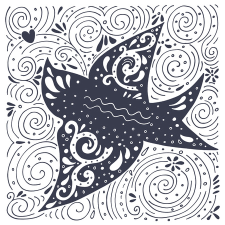 Fish vector decorative line drawing stock photos and images