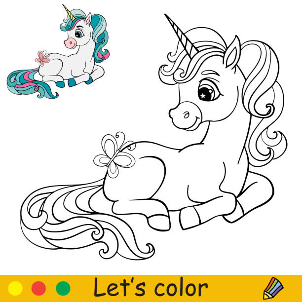 Unicorn coloring pages stock photos pictures royalty