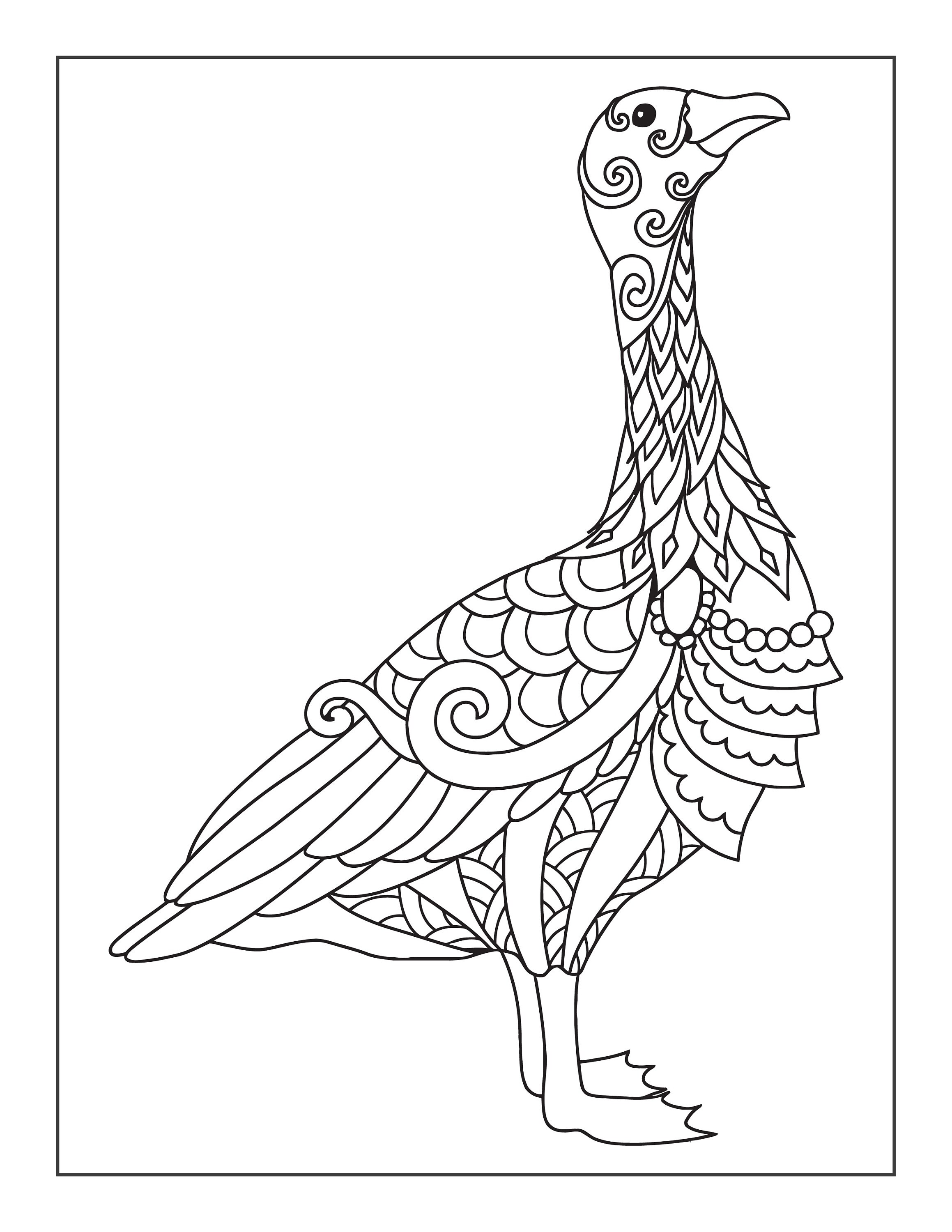 Printable swan coloring pages for children and adults instant download