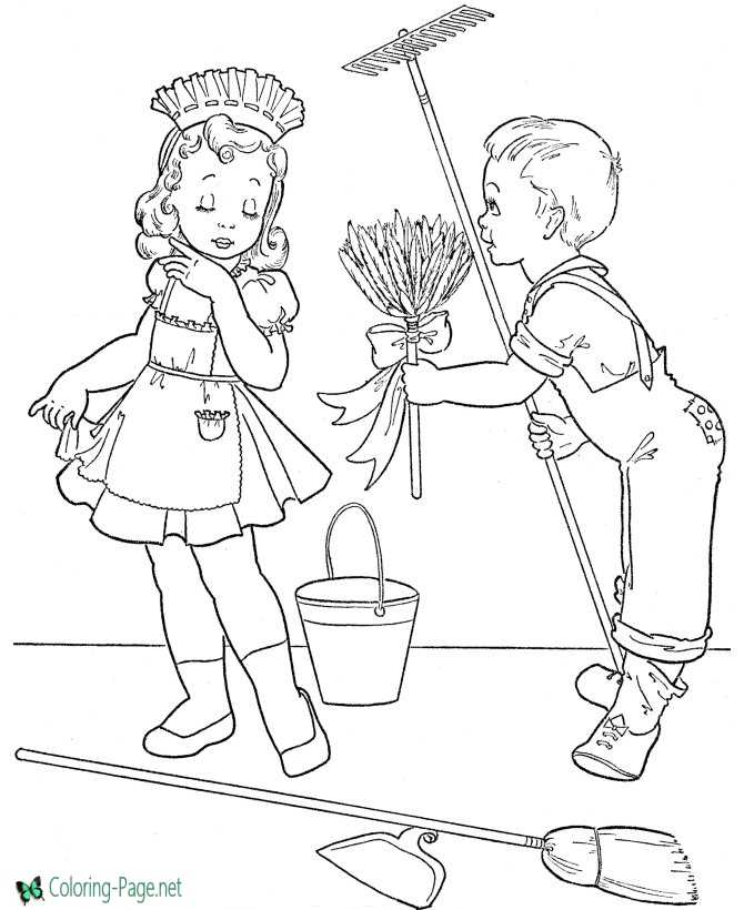 Valentines day coloring pages girl and boy