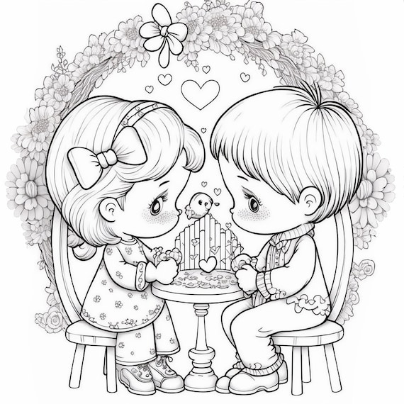 Valentines day coloring pages vintage old