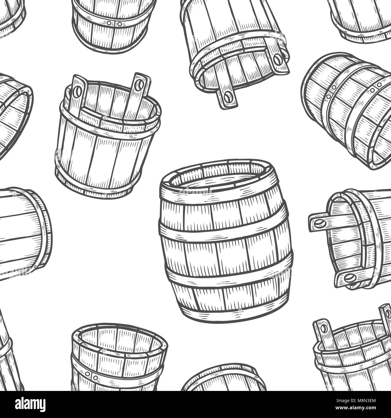 Alcohol wooden barrels stock vector images