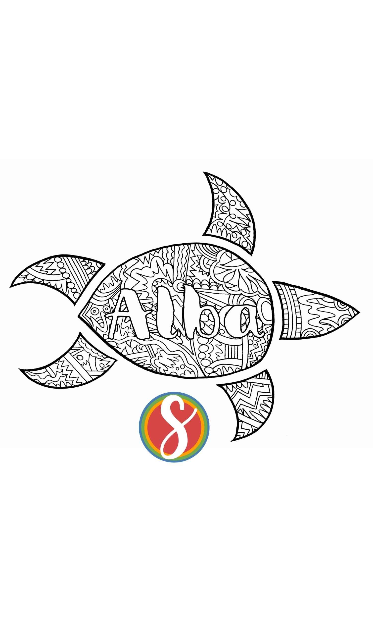 Free alba coloring page â stevie doodles