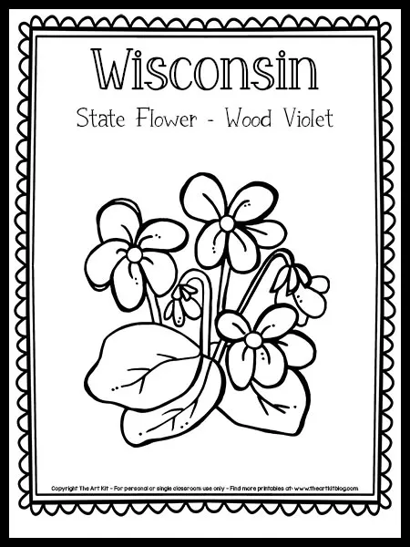 Wisconsin state flower coloring page wood violet free printable â the art kit