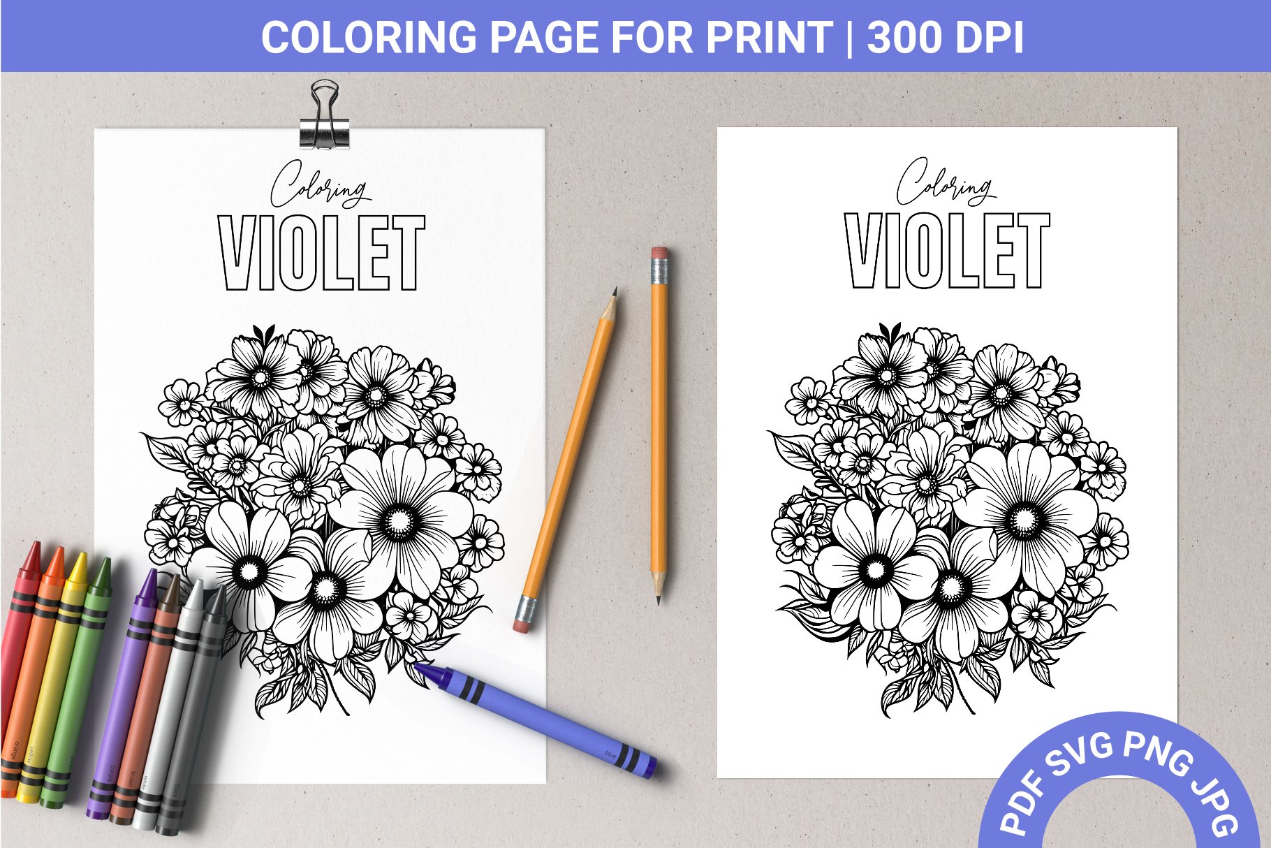 Violet flower coloring page a