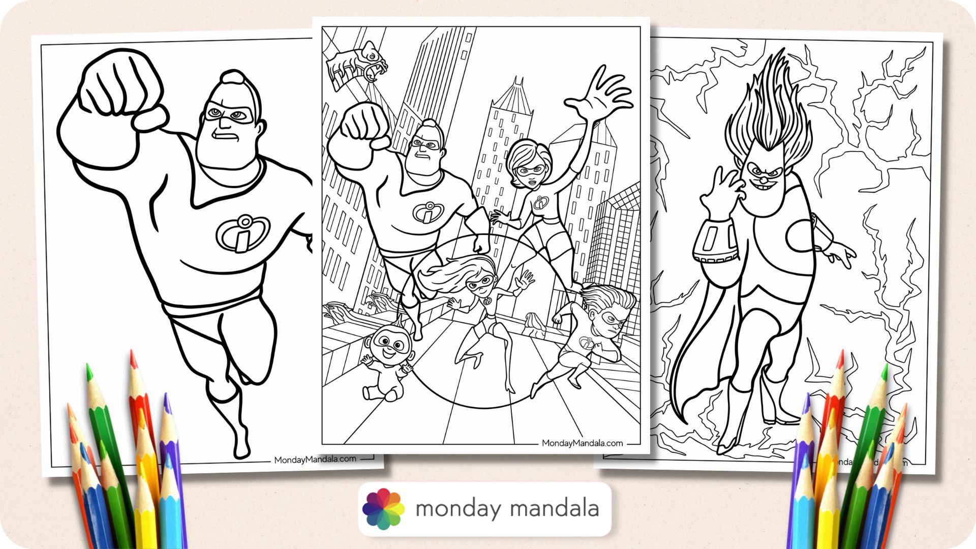 Incredibles coloring pages free pdf printables