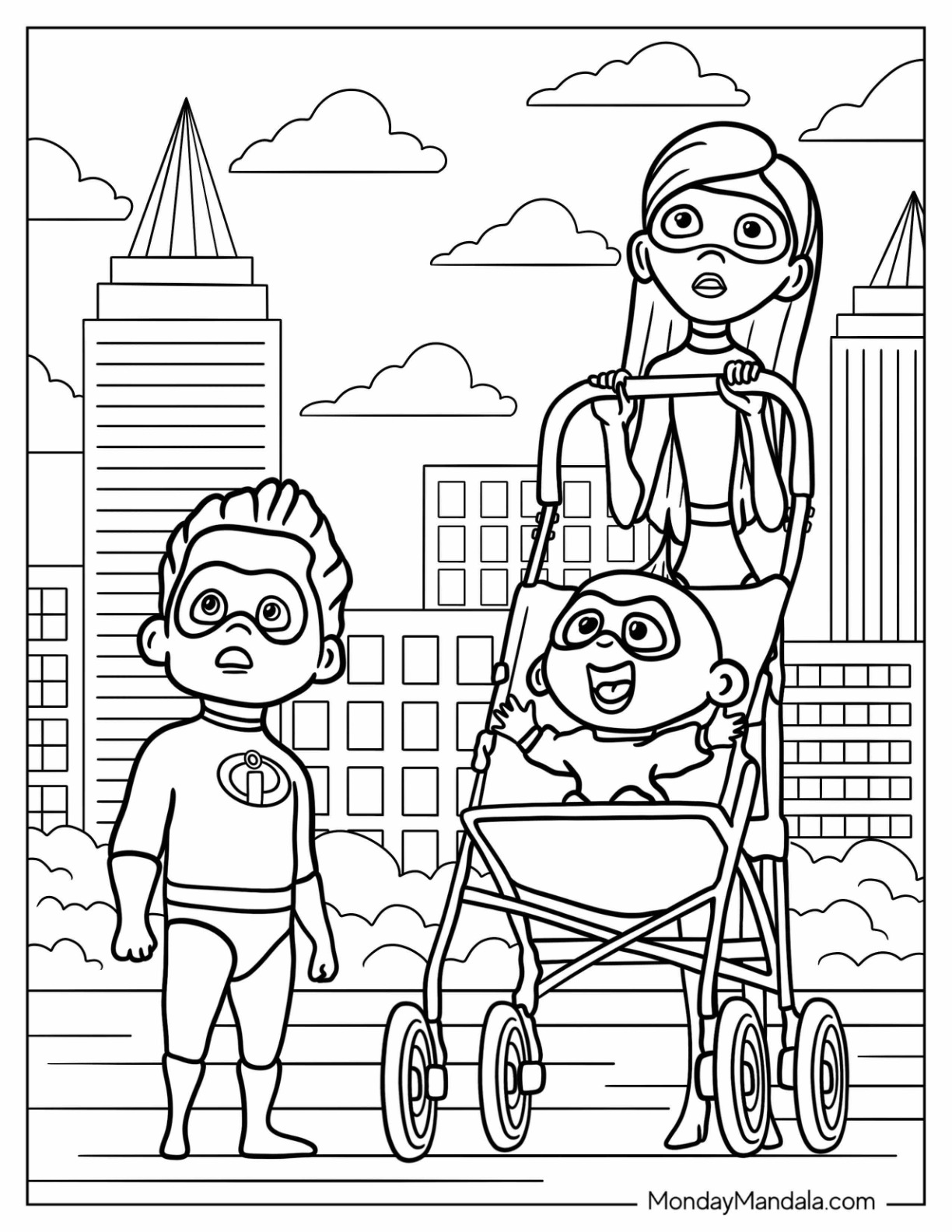 Incredibles coloring pages free pdf printables