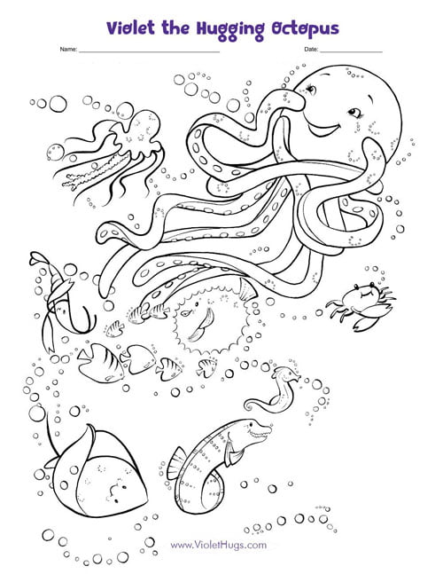 Violet coloring page video violet the hugging octopus activities