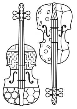 Violin zentangles no prep coloring page by pooley productions tpt