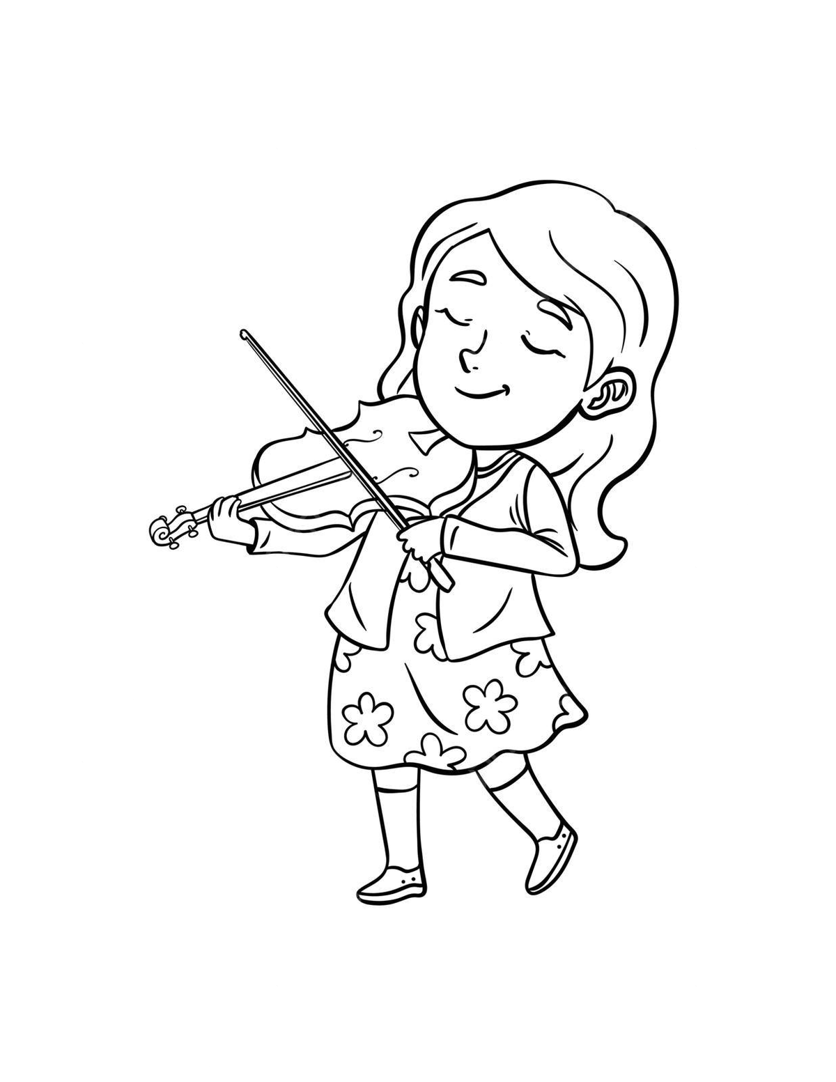 Violinist isolated coloring page for kids colour outline pastime vector ring drawing kid drawing time drawing png and vector with transparent background for free download