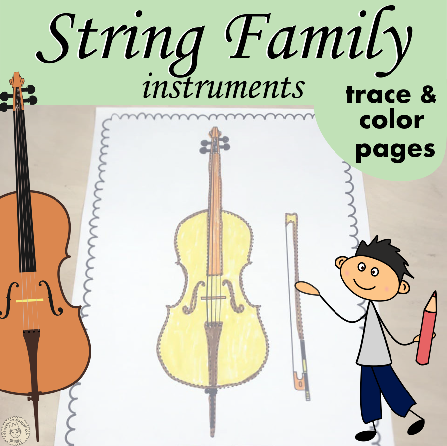 String instruments trace and color page