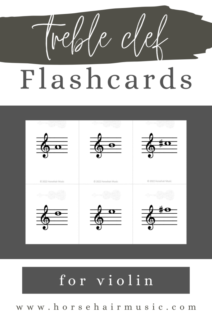 Treble clef flashcards for violin