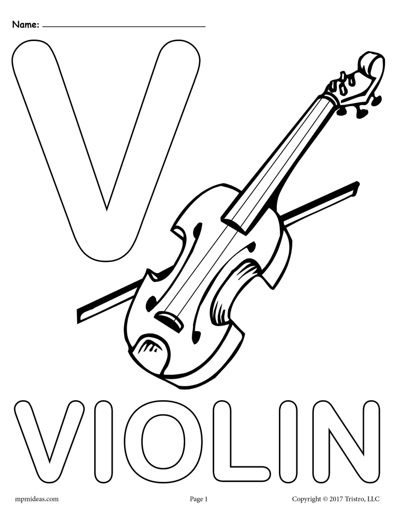 Letter v alphabet coloring pages