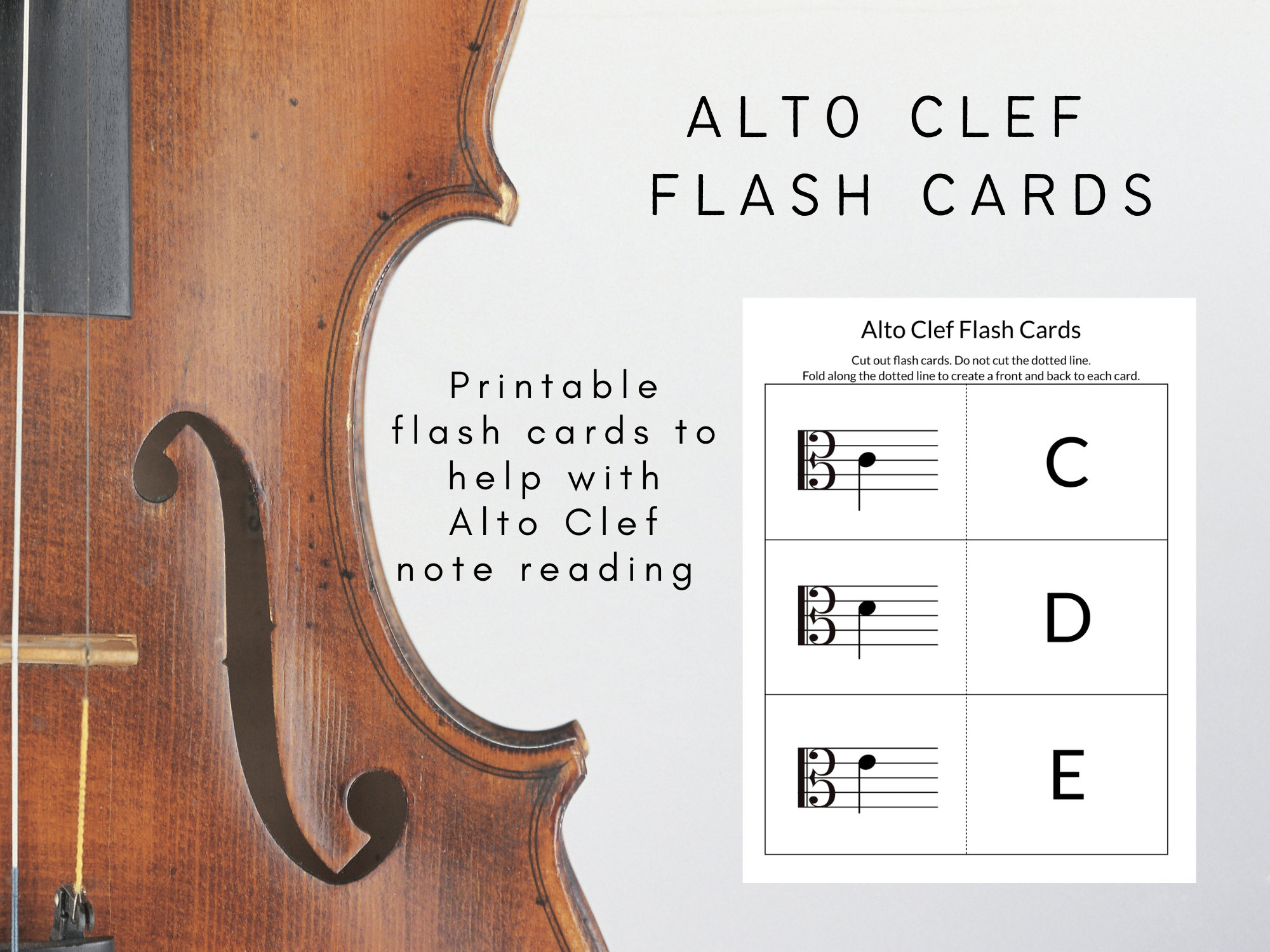 Alto clef note reading flash cards printable flash cards to learn to read music viola student