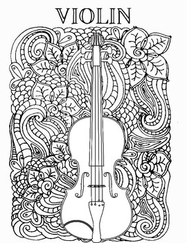 Orchestra string instrument coloring activities violin viola cello bass