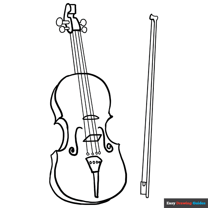 Violin coloring page easy drawing guides
