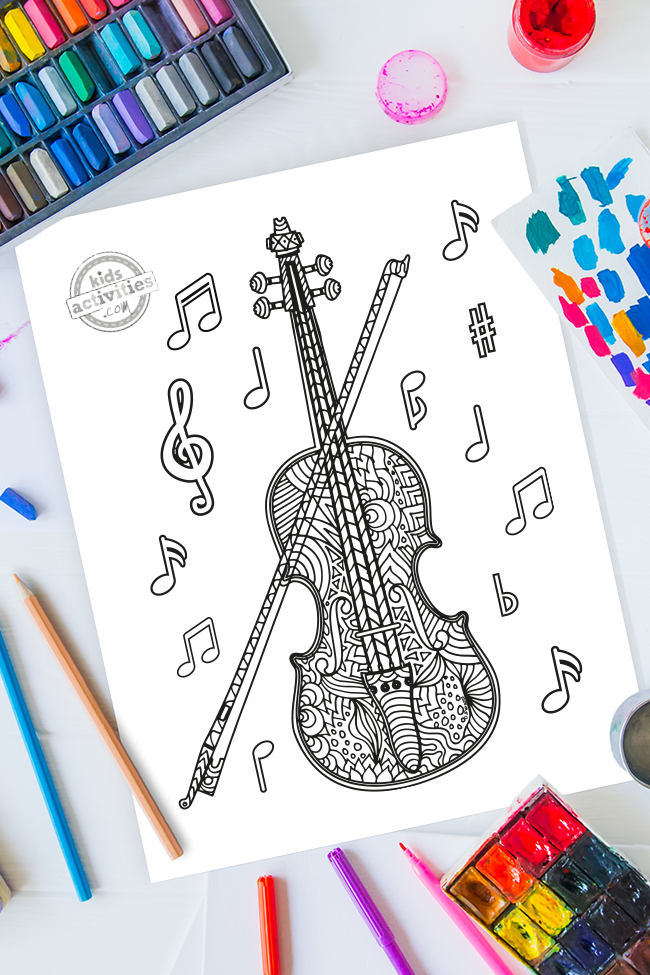 Zentangle violin coloring page kids activities blog