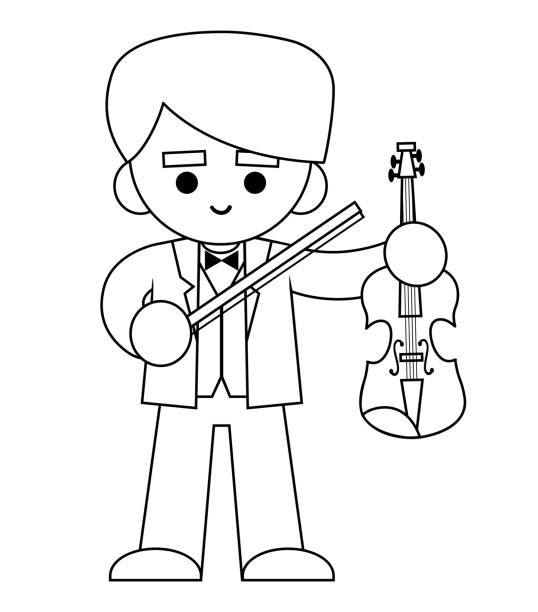 Coloring book musician man and violin stock illustration