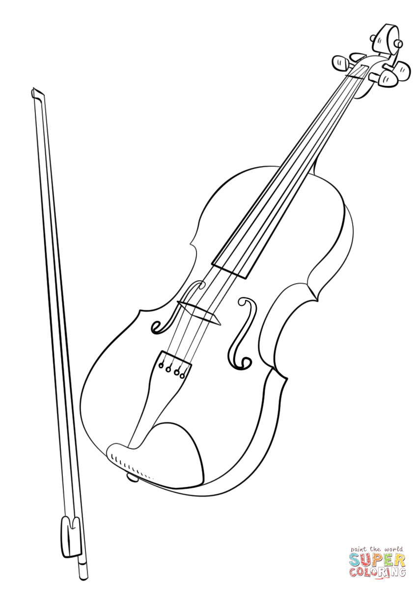 Violin and bow coloring page free printable coloring pages